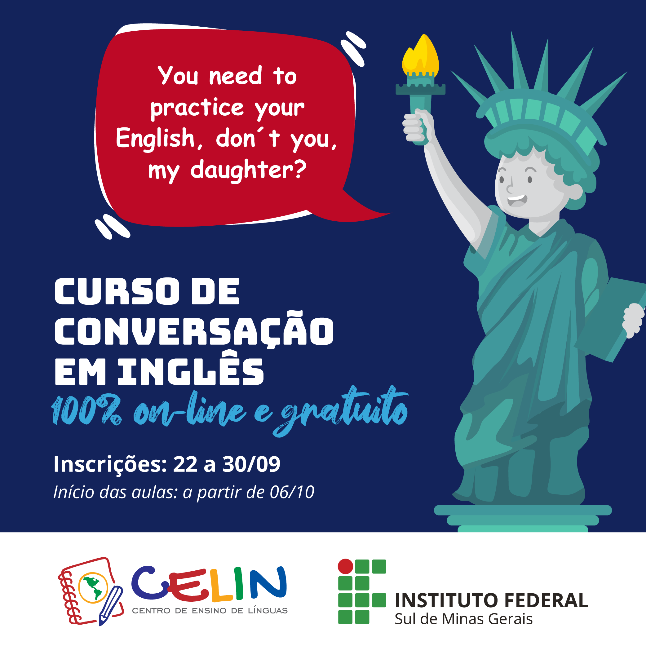 Curso Conversacao Ingles post instagram