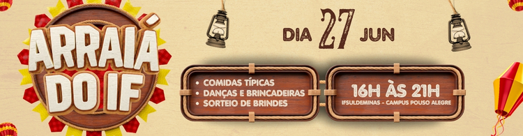 Sábado é dia de Arraiá no Campus Pouso Alegre! Venha se divertir com a sua família e amigos! A partir das 16h.